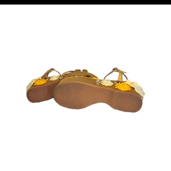 Marc Jacobs Gold Satin Embellished Platform Sandals - Picture 9 of 11